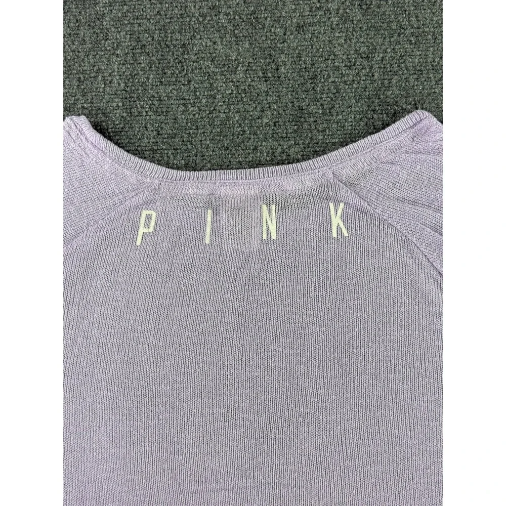 Victoria's Secret PINK Lavender Ribbed Knit Raglan Sweater Lettuce Edge Large